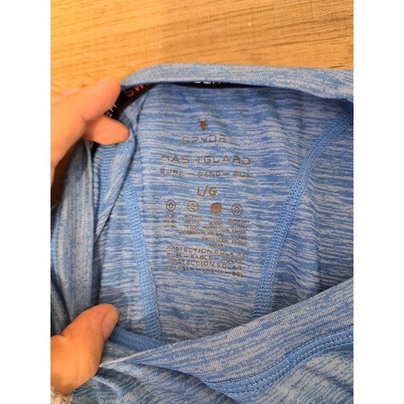 Spyder Rash Gaurd T Shirt Mens L Blue Short Sleeve Swim UPF 30+ - Picture 4 of 6